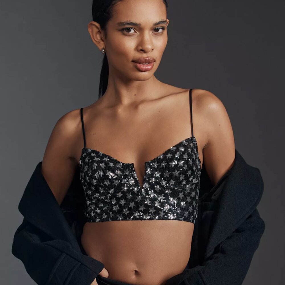By Anthropologie STAR Sequin Bralette Size Medium M BNWT